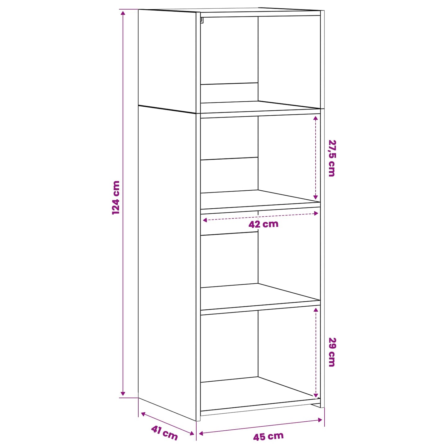 Highboard Artisan-eg 45 x 41 x 124 cm Konstrueret træ