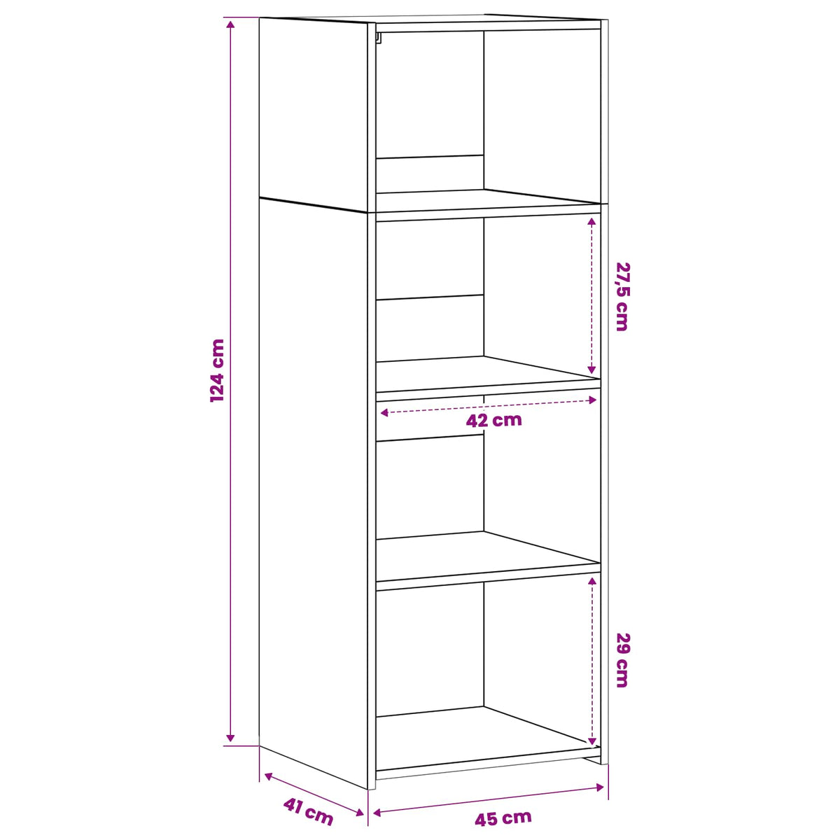 Highboard Sort eg 45 x 41 x 124 cm Konstrueret træ