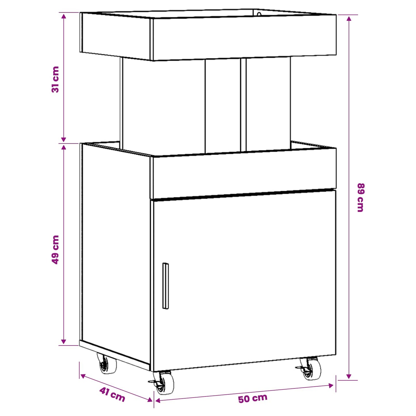 Barvogn Sort eg 50 x 41 x 89 cm Konstrueret træ