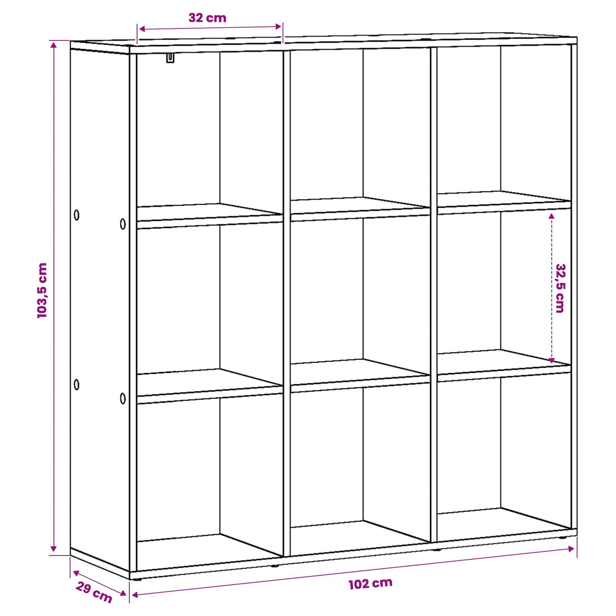 Bogskab 102 x 29 x 103,5 cm Konstrueret træ Sort eg