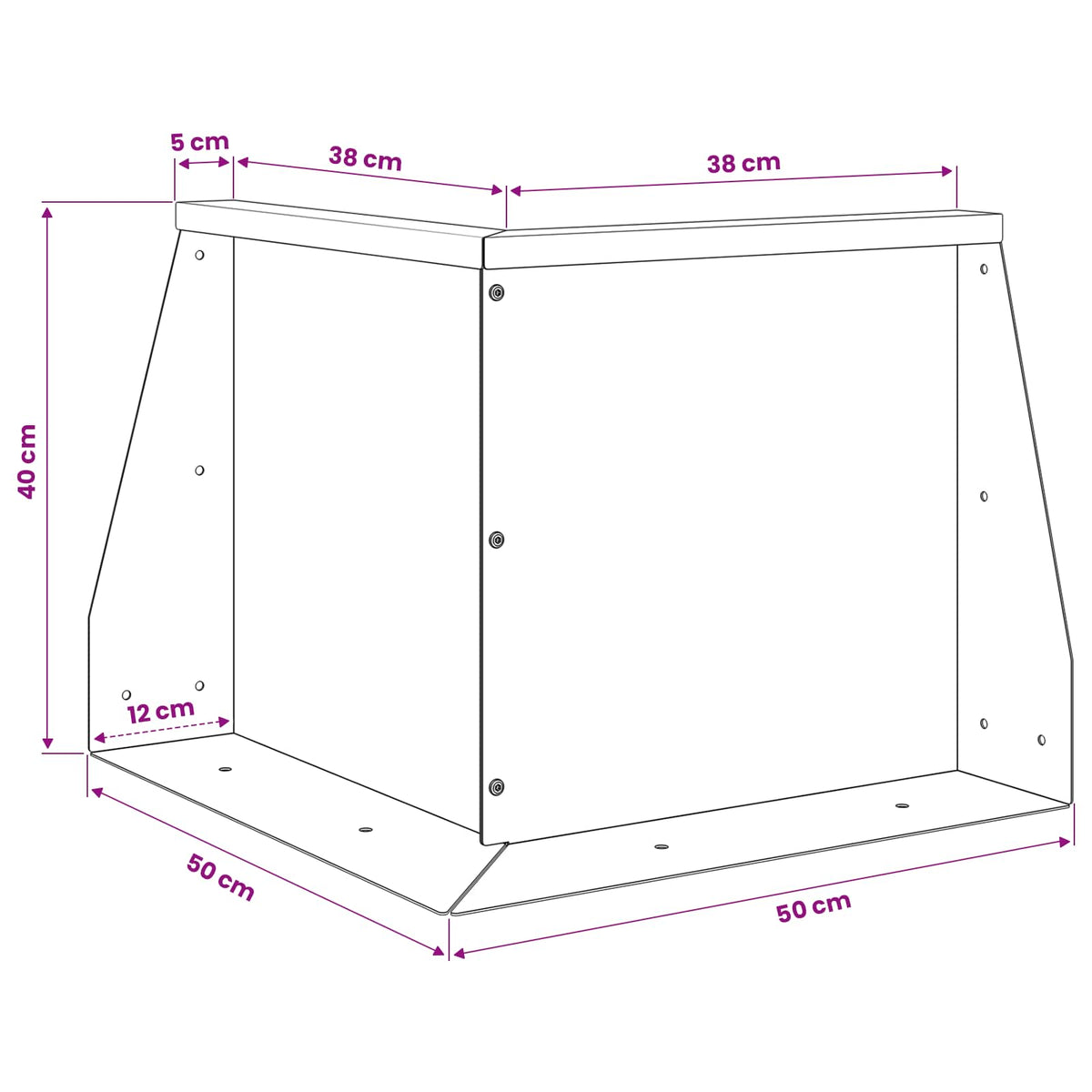 Støttemur 50 x 50 x 40 cm Galvaniseret stål Sølv