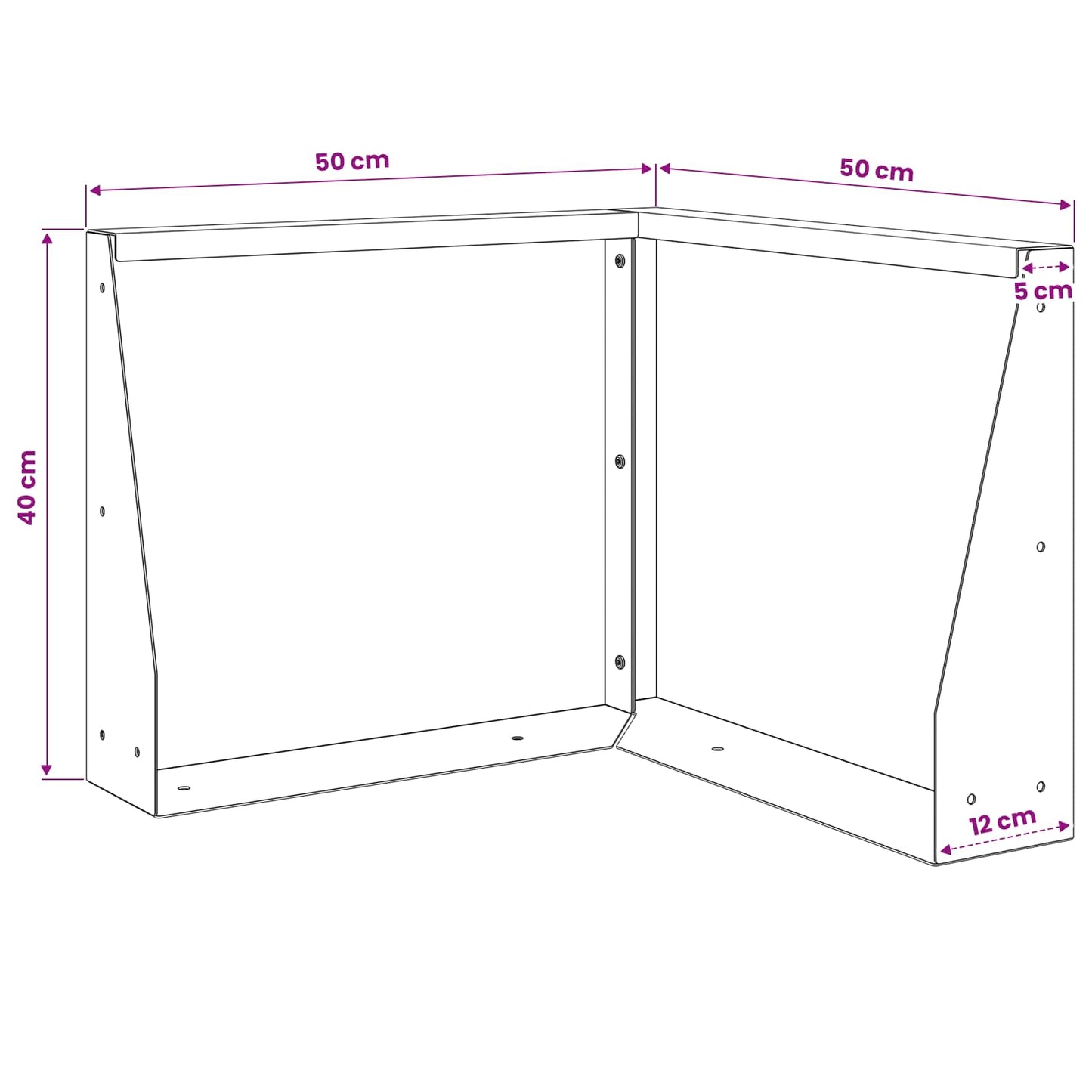 Støttemur 2 stk. 50 x 50 x 40 cm Galvaniseret stål Sølv