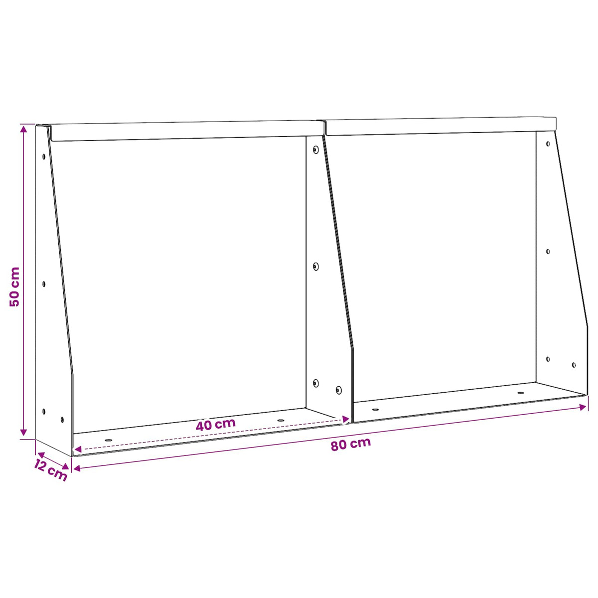 Støttemur 2 stk. 40 x 12 x 50 cm Stål Sort