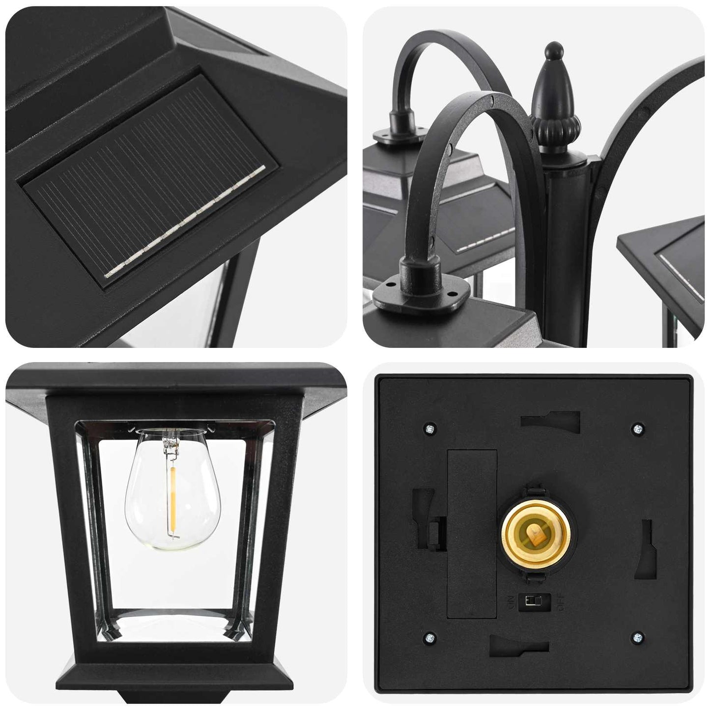 3-hoved lampepost with LED Bulb Sort 16 x 16 x 187 cm