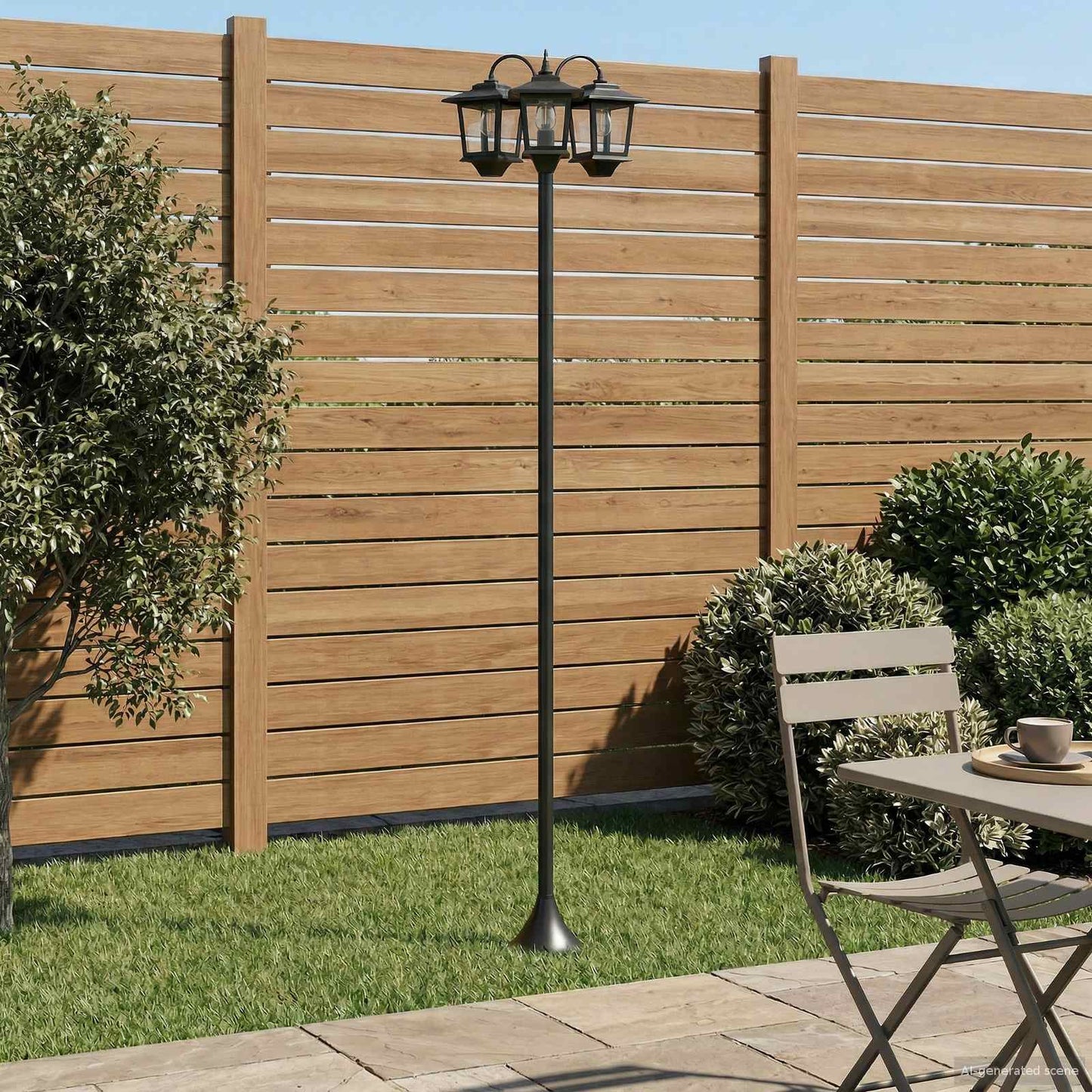 3-hoved lampepost with LED Bulb Sort 16 x 16 x 187 cm