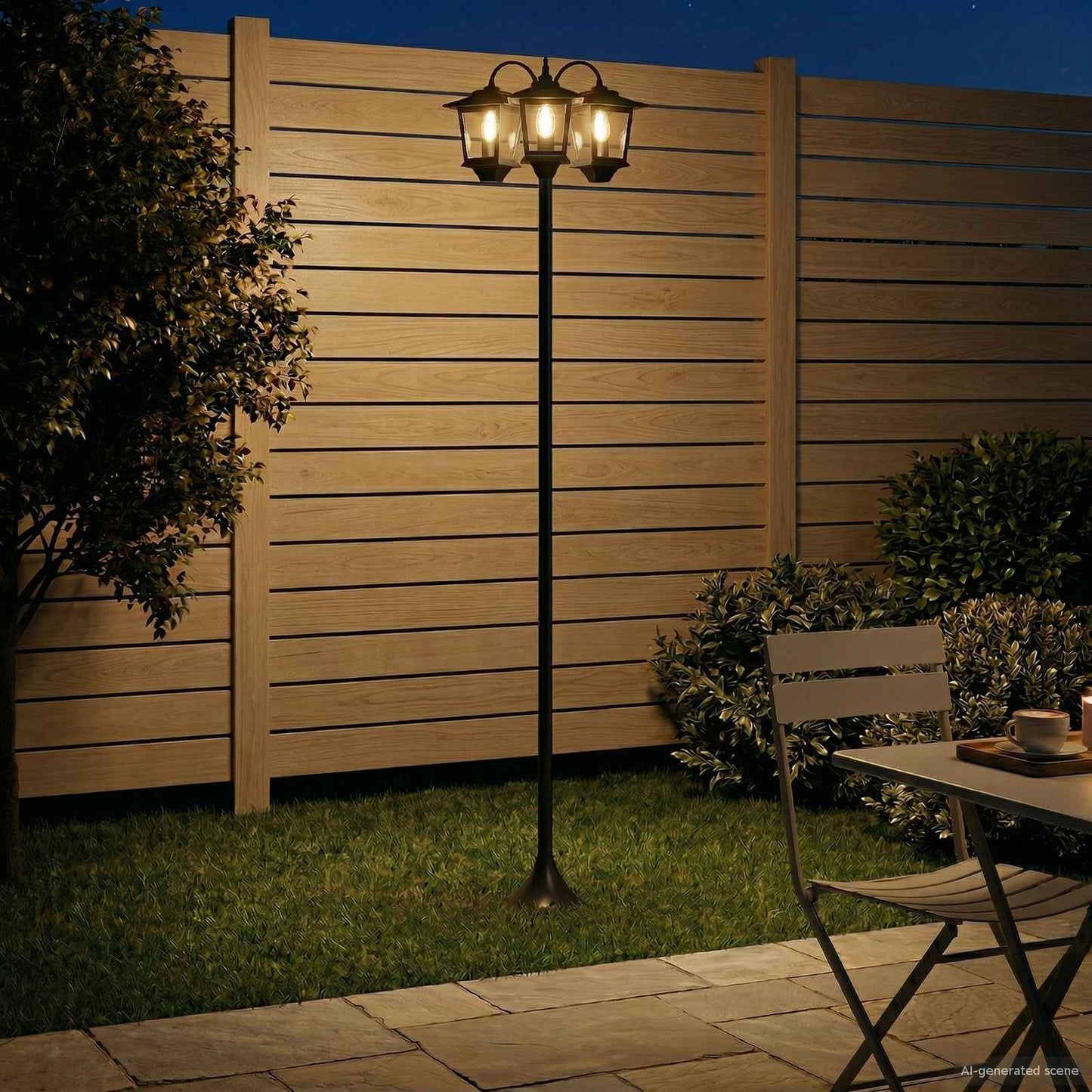 3-hoved lampepost with LED Bulb Sort 16 x 16 x 187 cm
