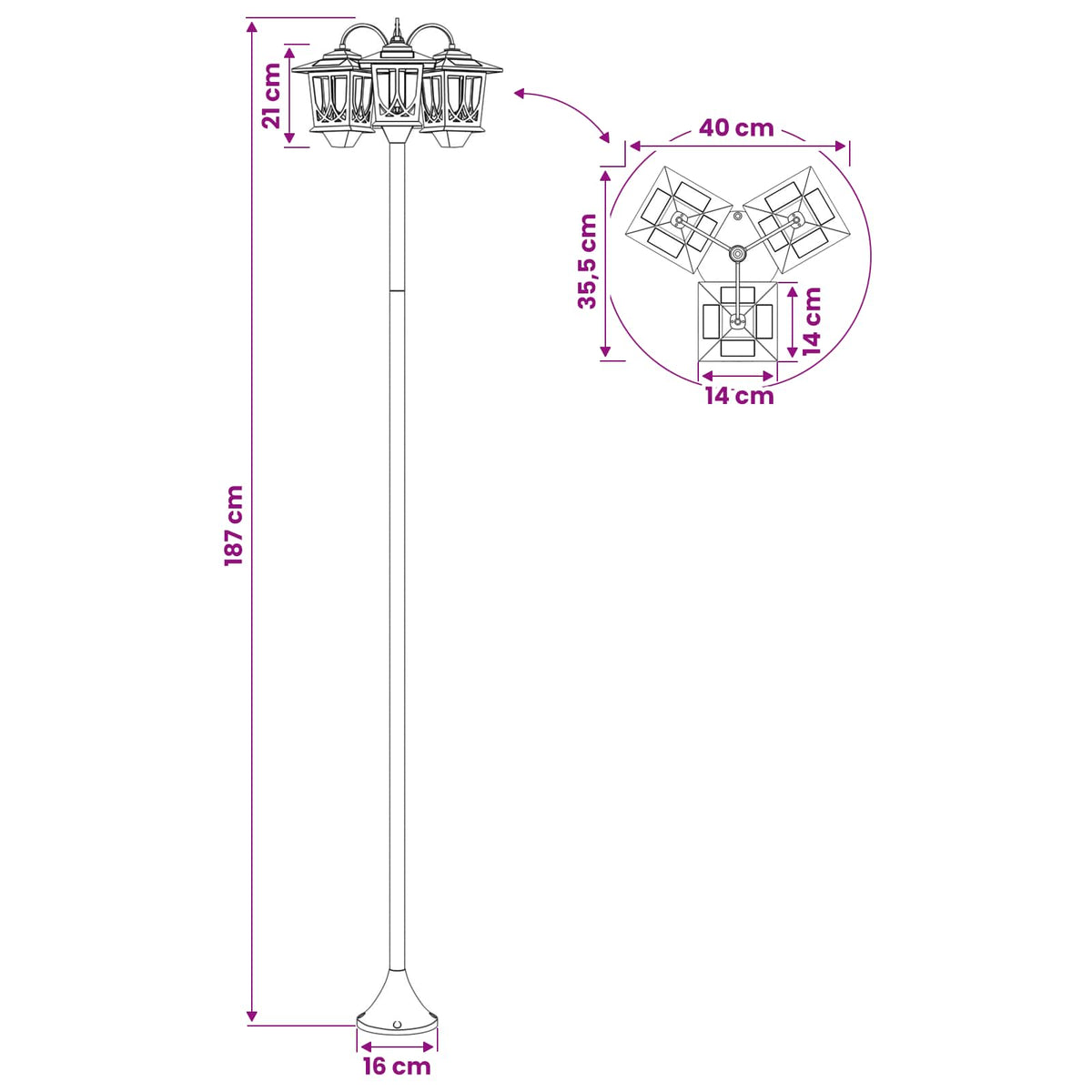 Udesolarlampe with LED Bulb Sort
