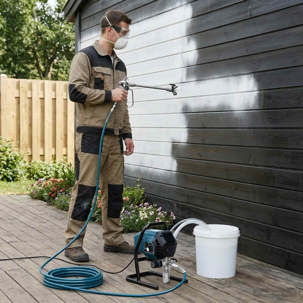 Udenluft Malersprøjte 7,6 m Slange 220V 1,5 L/min 200 Bar