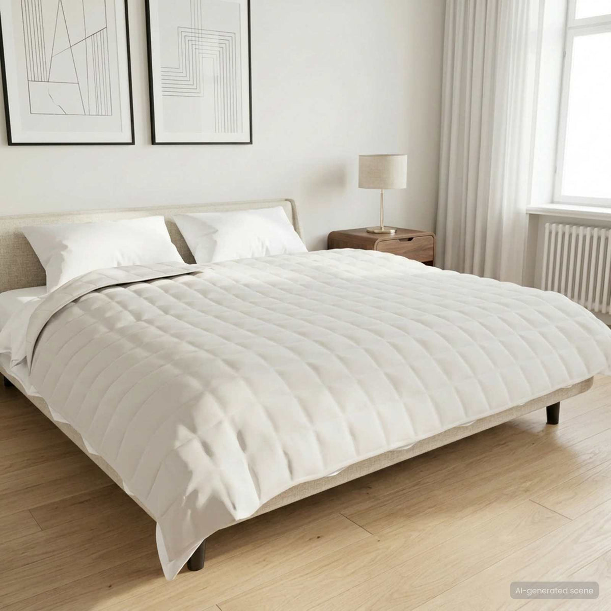 Vægtet tæppe Hvid 220 x 230 cm 15 kg 100% Bomuld 205T