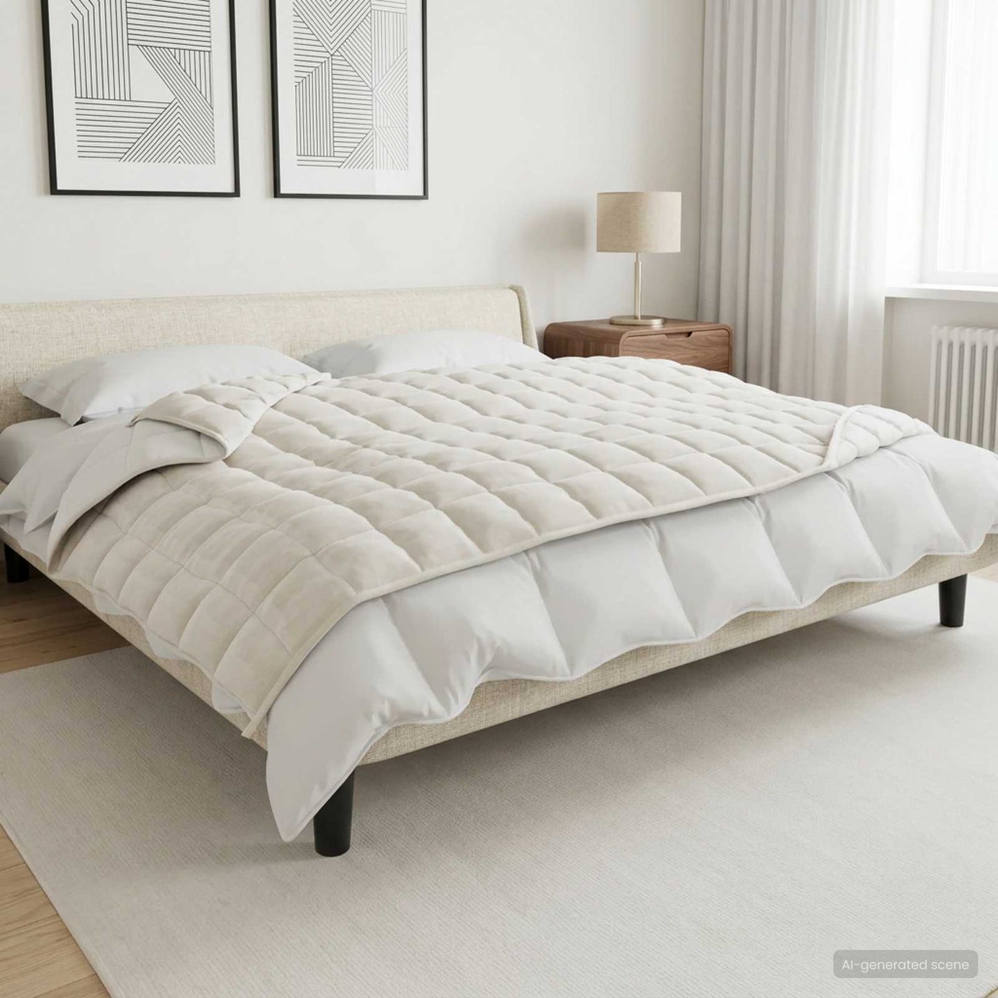 Vægtet tæppe Hvid 140 x 200 cm 10 kg 100% Bomuld 205T