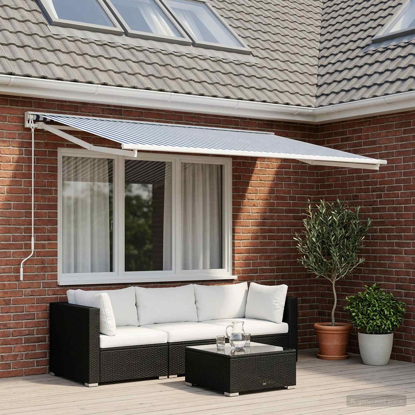 Reservedug til markise Blå og Hvid 400 × 300 cm Polyester