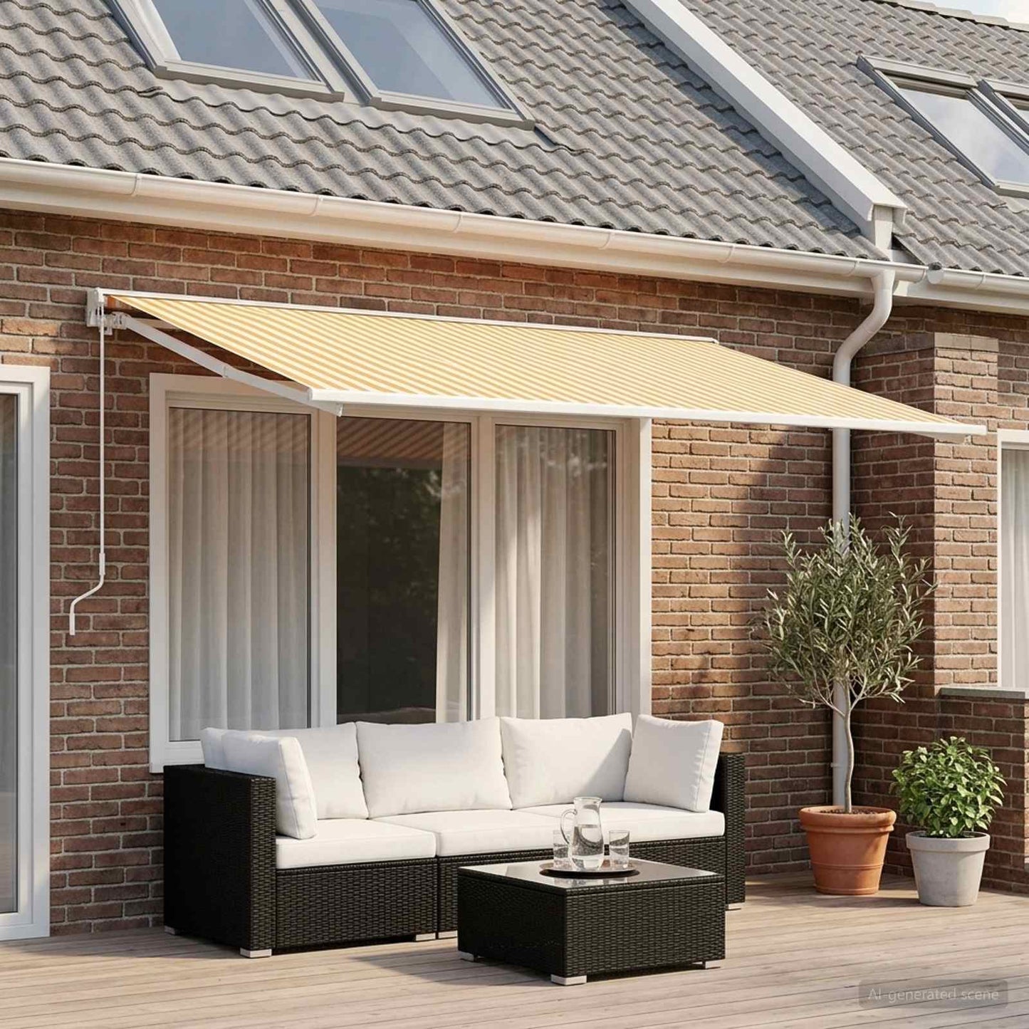 Reservedug til markise Gul og Hvid 250 x 200 cm Polyester