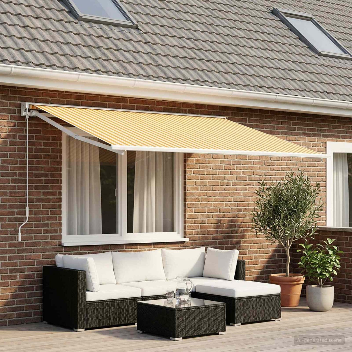 Reservedug til markise Gul og Hvid 600 × 350 cm Polyester