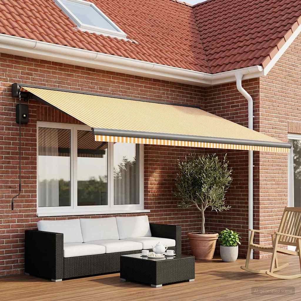 Reservedug til markise Gul og Hvid 450 × 300 cm Polyester