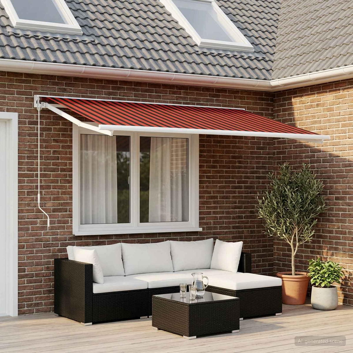 Reservedug til markise orange og brun 450 × 350 cm Polyester