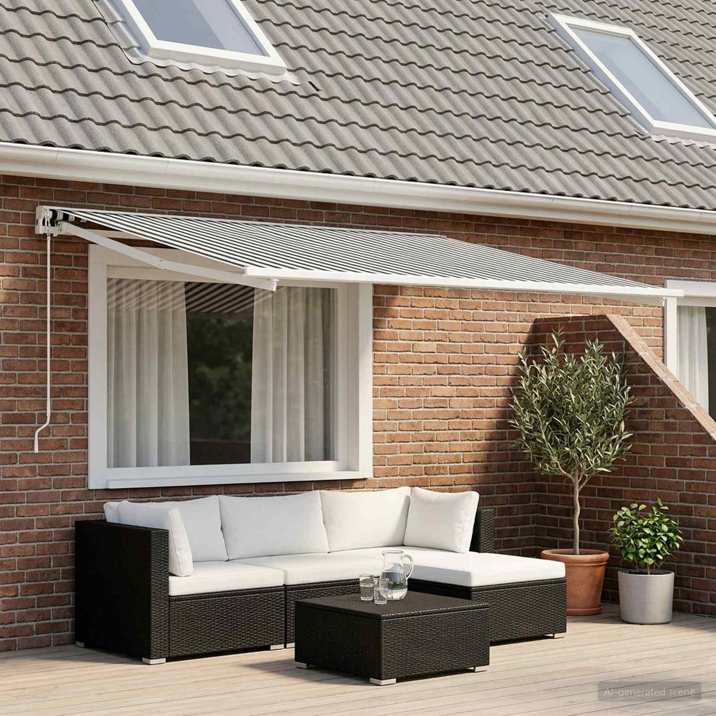 Reservedug til markise Anthracit og hvid 600 × 350 cm Polyester