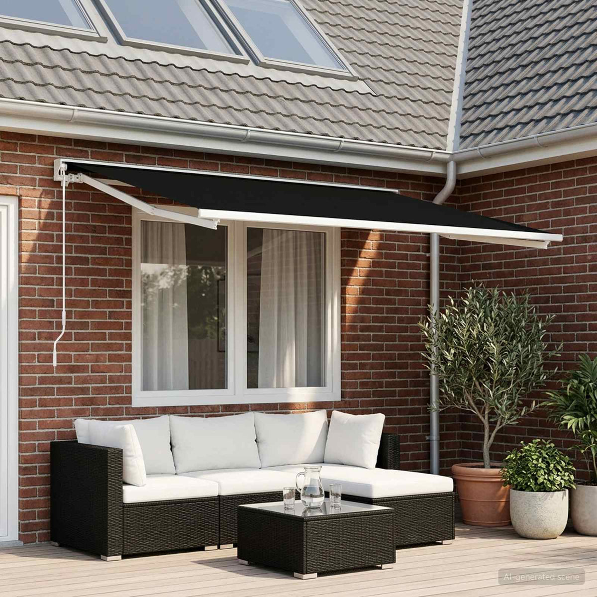 Reservedug til markise Sort 300 x 250 cm Polyester
