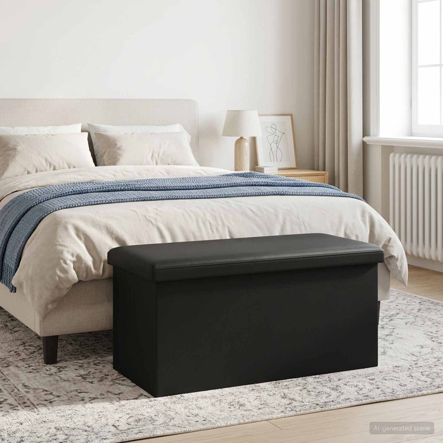 Foldbar opbevaringsbænk Sort 180 kg 80 L 77 x 38 x 38 cm PVC
