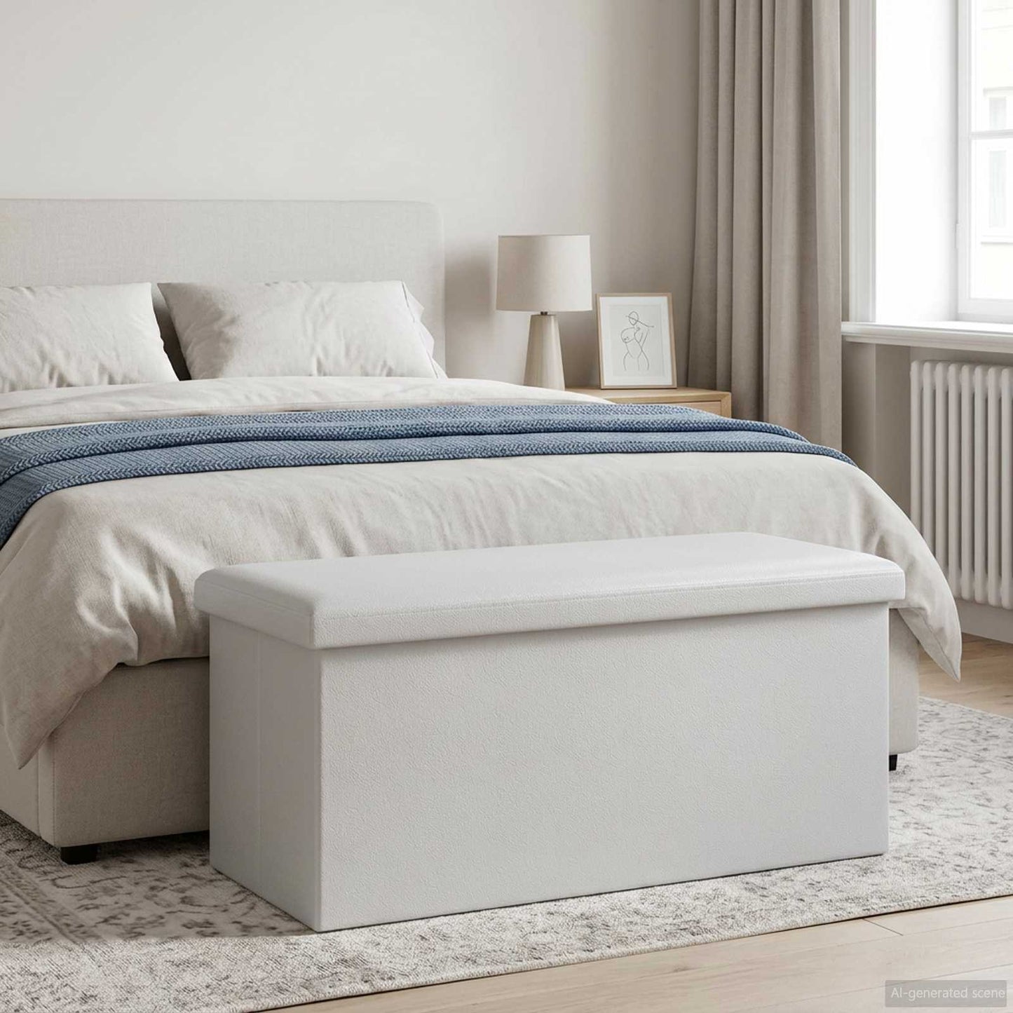 Foldbar opbevaringsbænk Hvid 180 kg 80 L 77 x 38 x 38 cm PVC