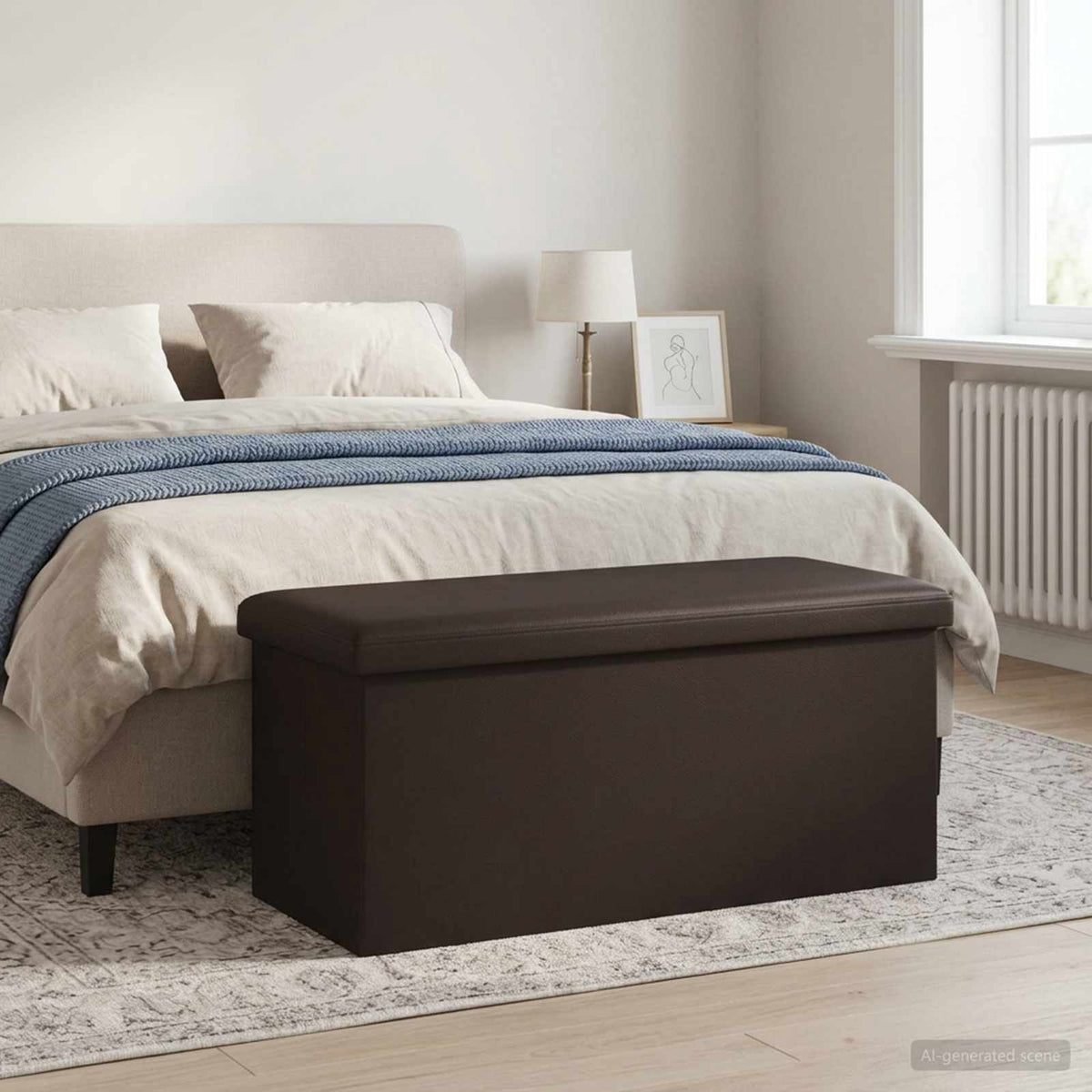 Foldbar opbevaringsbænk Brun 180 kg 80 L 77 x 38 x 38 cm PVC