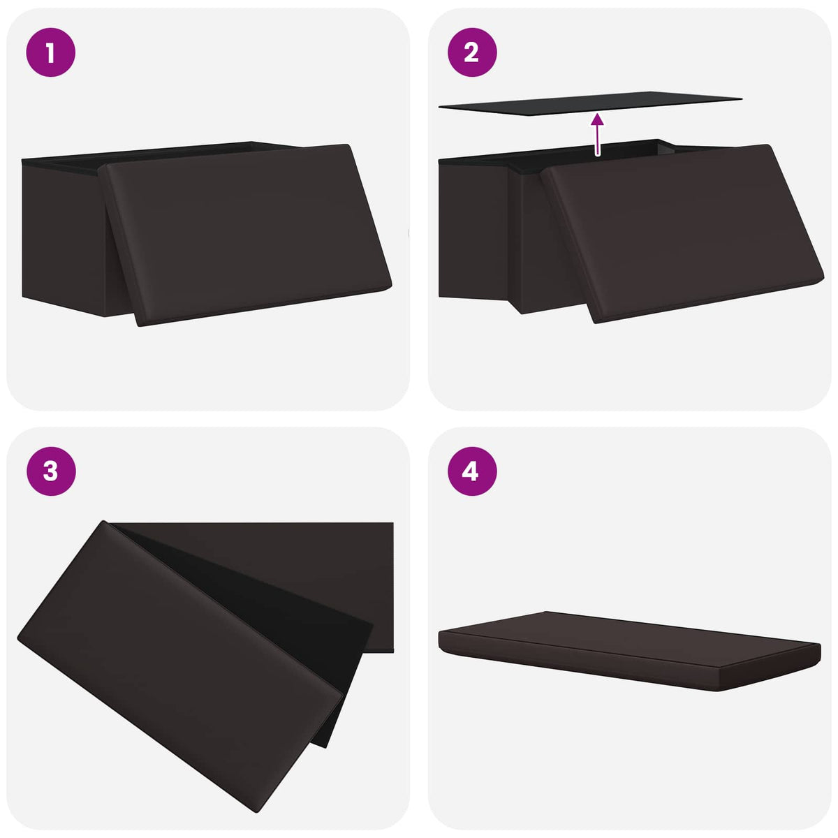 Foldbar opbevaringsbænk Brun 180 kg 80 L 77 x 38 x 38 cm PVC