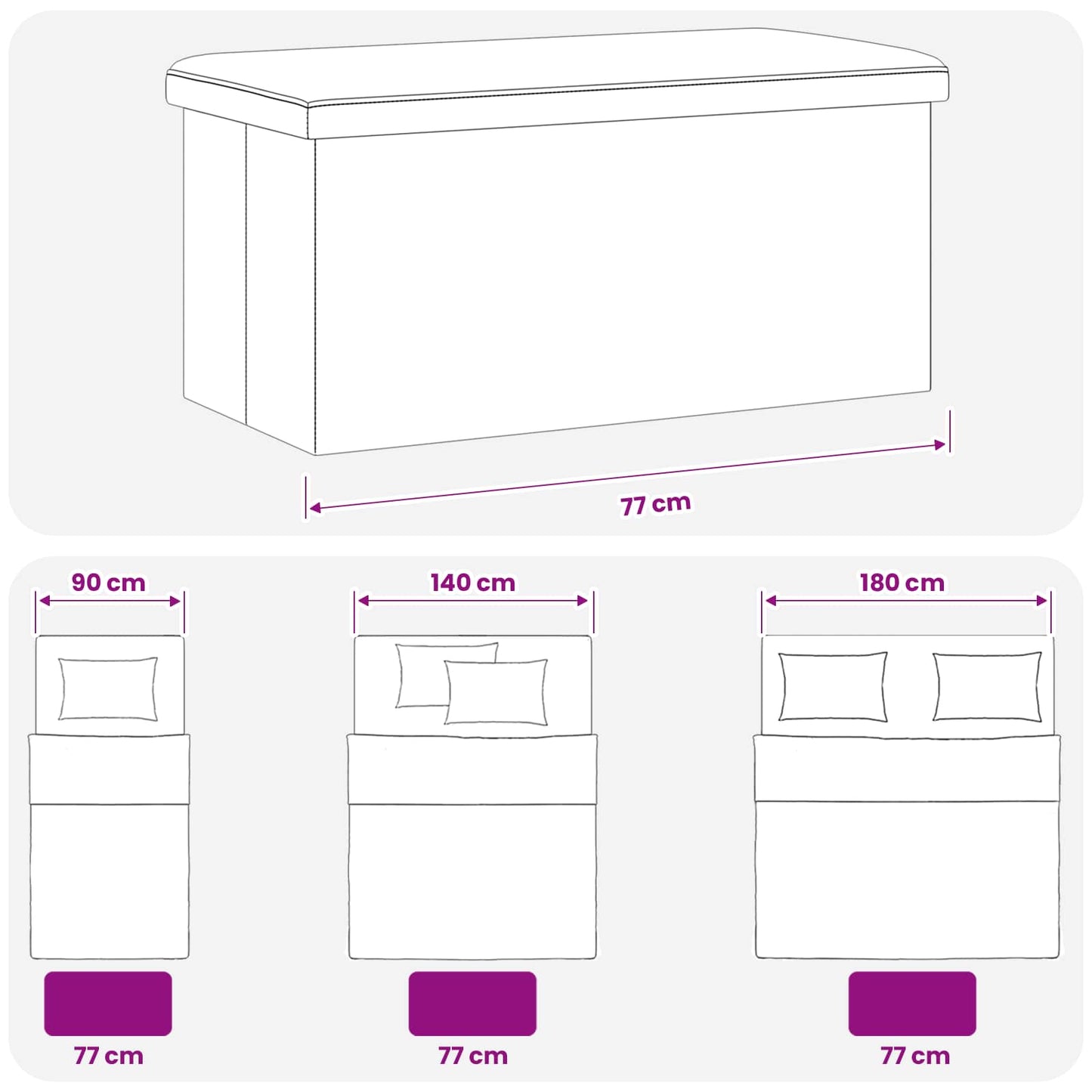 Foldbar opbevaringsbænk Brun 180 kg 80 L 77 x 38 x 38 cm PVC