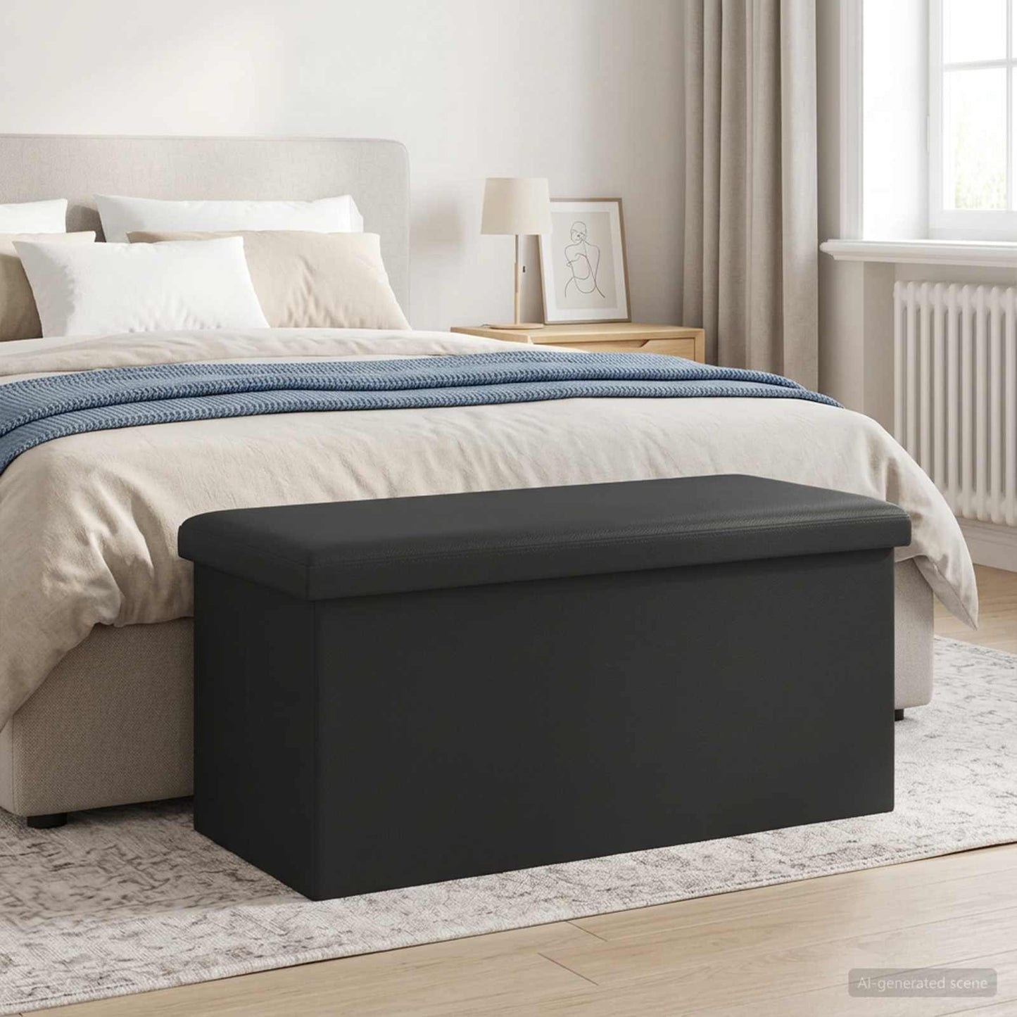 Foldbar opbevaringsbænk Grå 180 kg 80 L 77 x 38 x 38 cm PVC