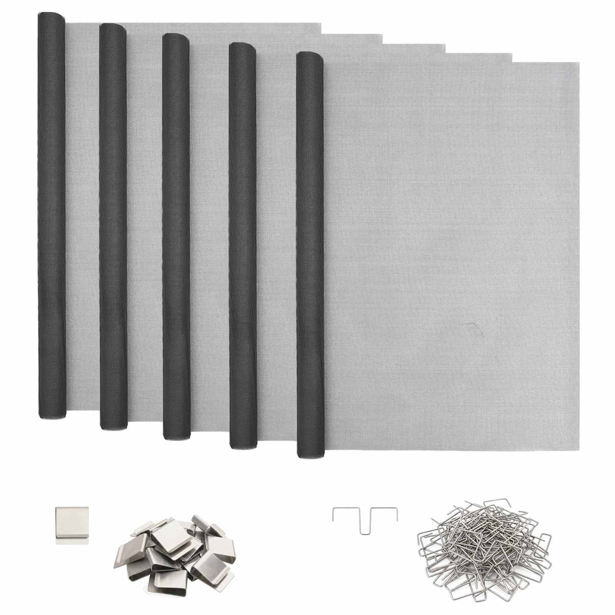 Lysakseldæksel med clips 5 stk. 70 x 190 cm Glasfiber Grå