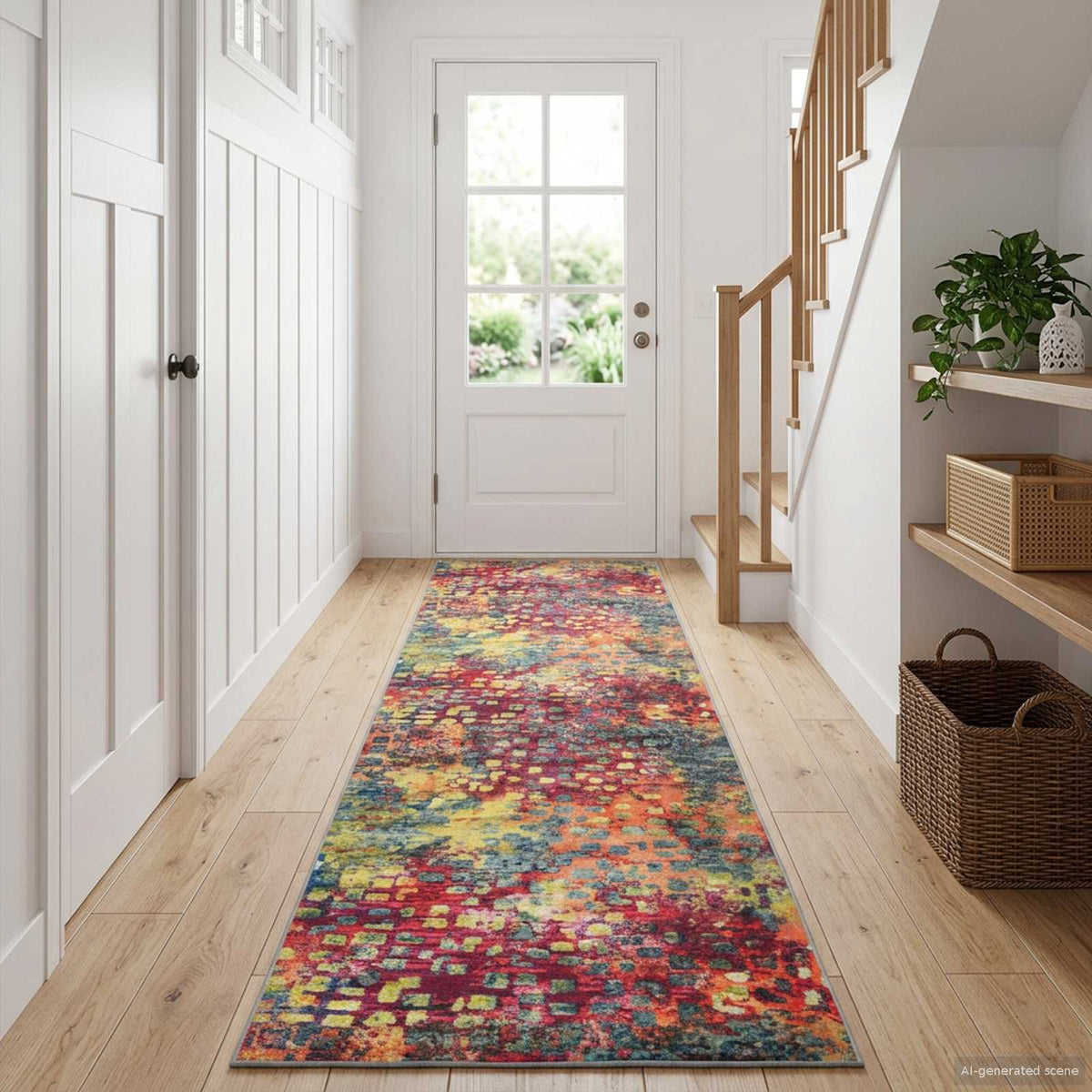 Tæppe Runner LESAKA farverig 100 x 100 cm Diamantvelour