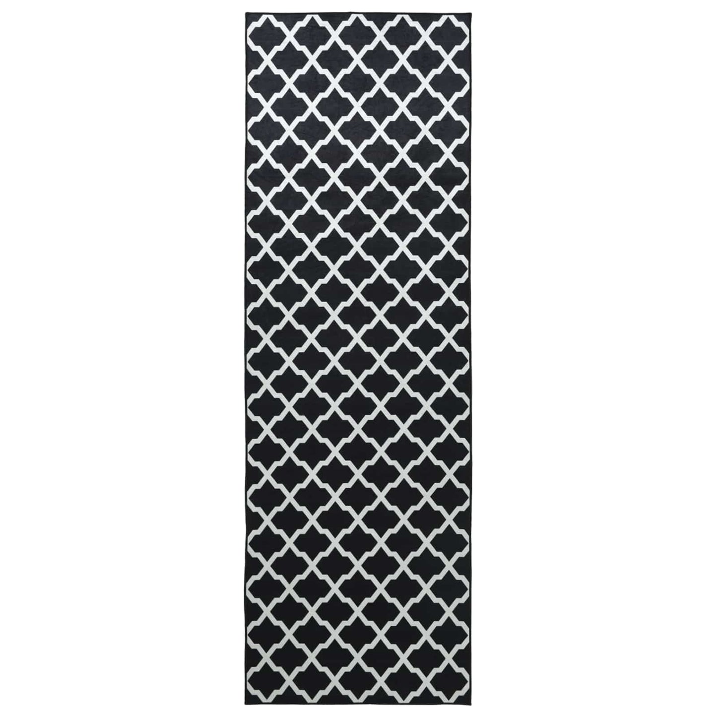 Tæppe Runner LESAKA Sort og hvid 50 x 100 cm Diamantvelour