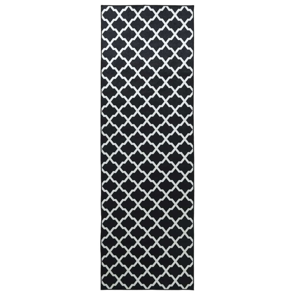Tæppe Runner LESAKA Sort og hvid 50 x 250 cm Diamantvelour