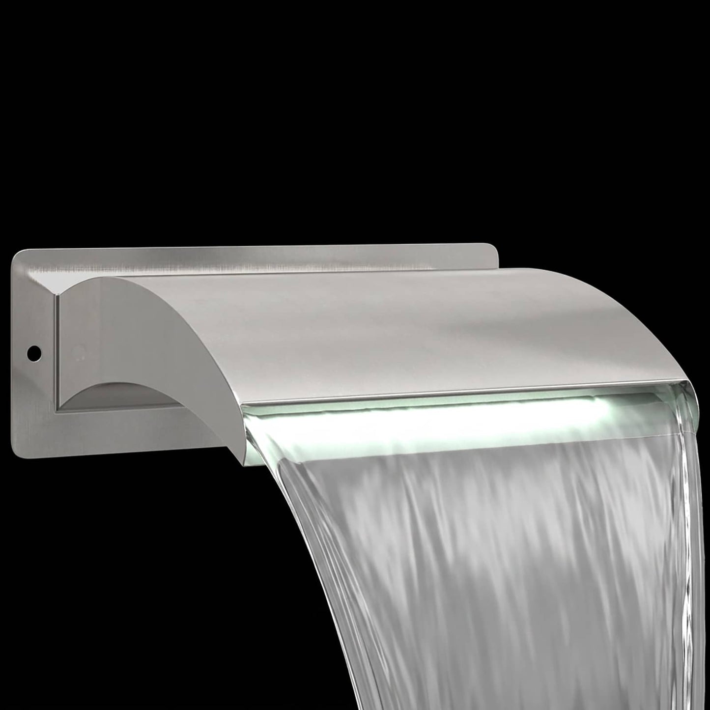 Poolvandfald med LED Rustfrit Stål 304 30 x 9 x 26 cm Sølv