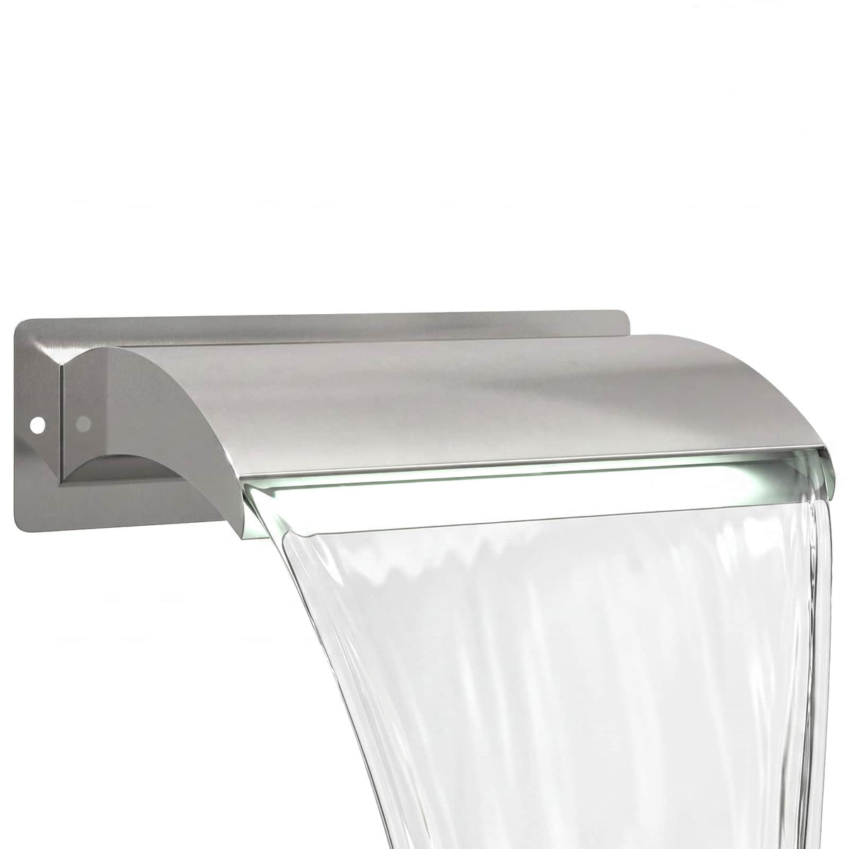 Poolvandfald med LED Rustfrit Stål 304 51 x 26 x 13 cm Sølv