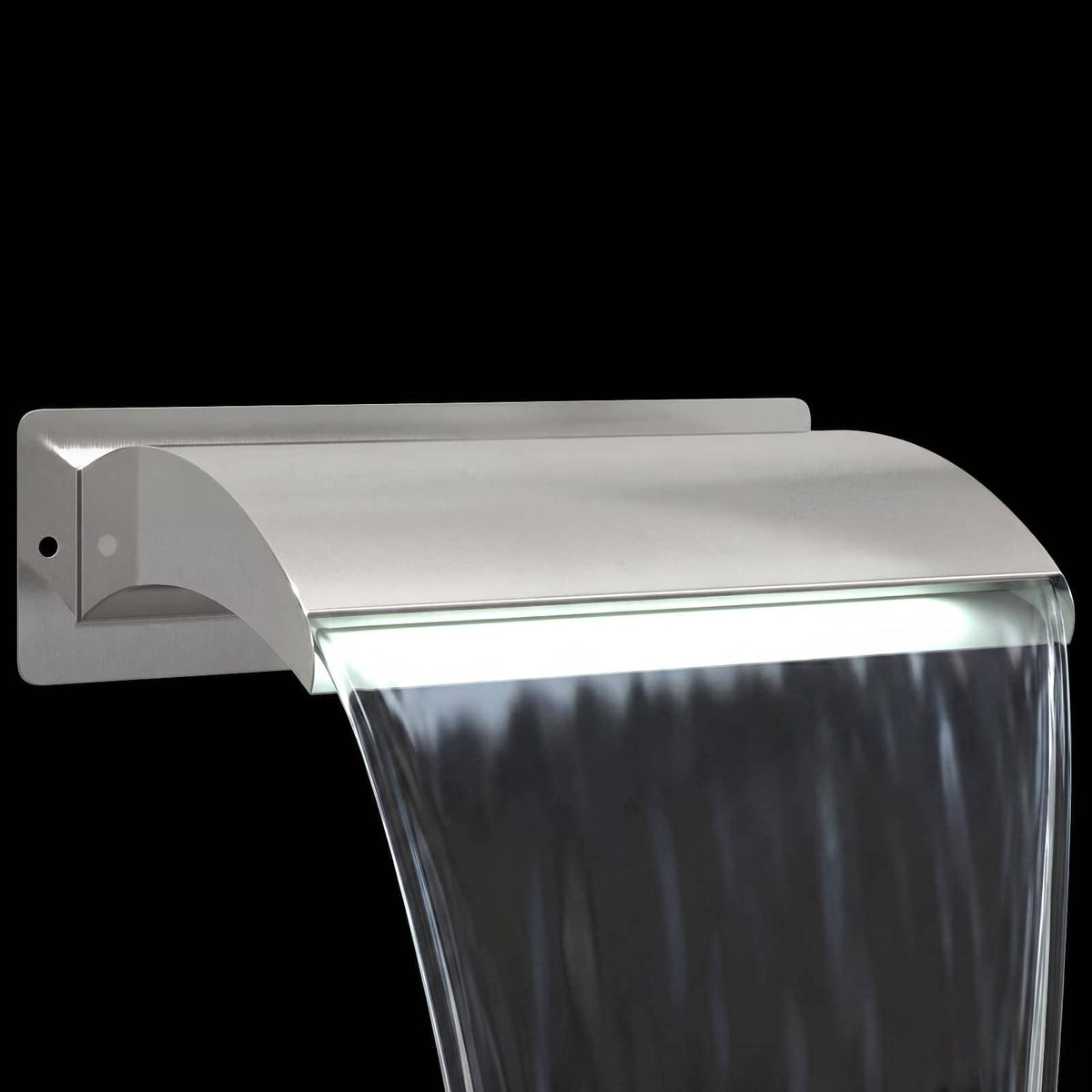 Poolvandfald med LED Rustfrit Stål 304 51 x 26 x 13 cm Sølv