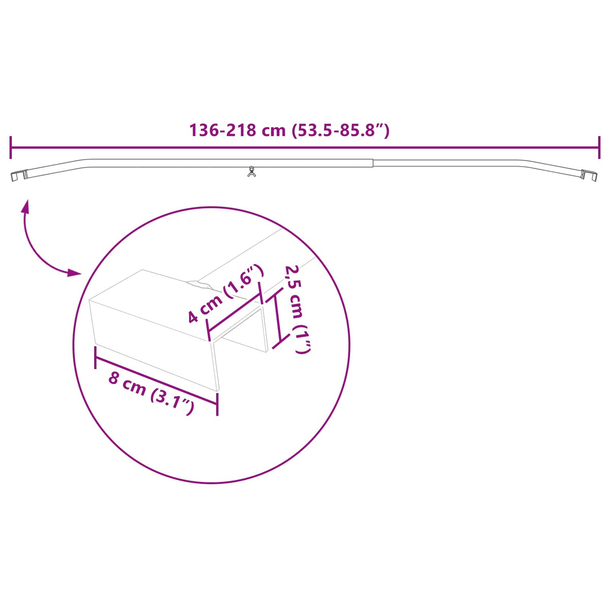 Tarpaulin Bracket til Trailere Sølv 136-218 cm