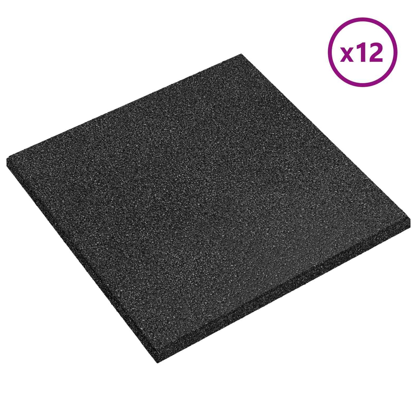 Faldbeskyttelsesfliser 12 stk. Sort 50 x 50 cm Gummi