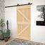 Skydedør 80 x 210 cm Massivt fyrretræ Naturfarvet og sort