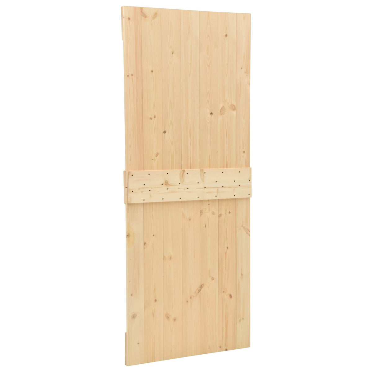 Skydedør 90 x 210 cm Massivt fyrretræ Naturfarvet og sort