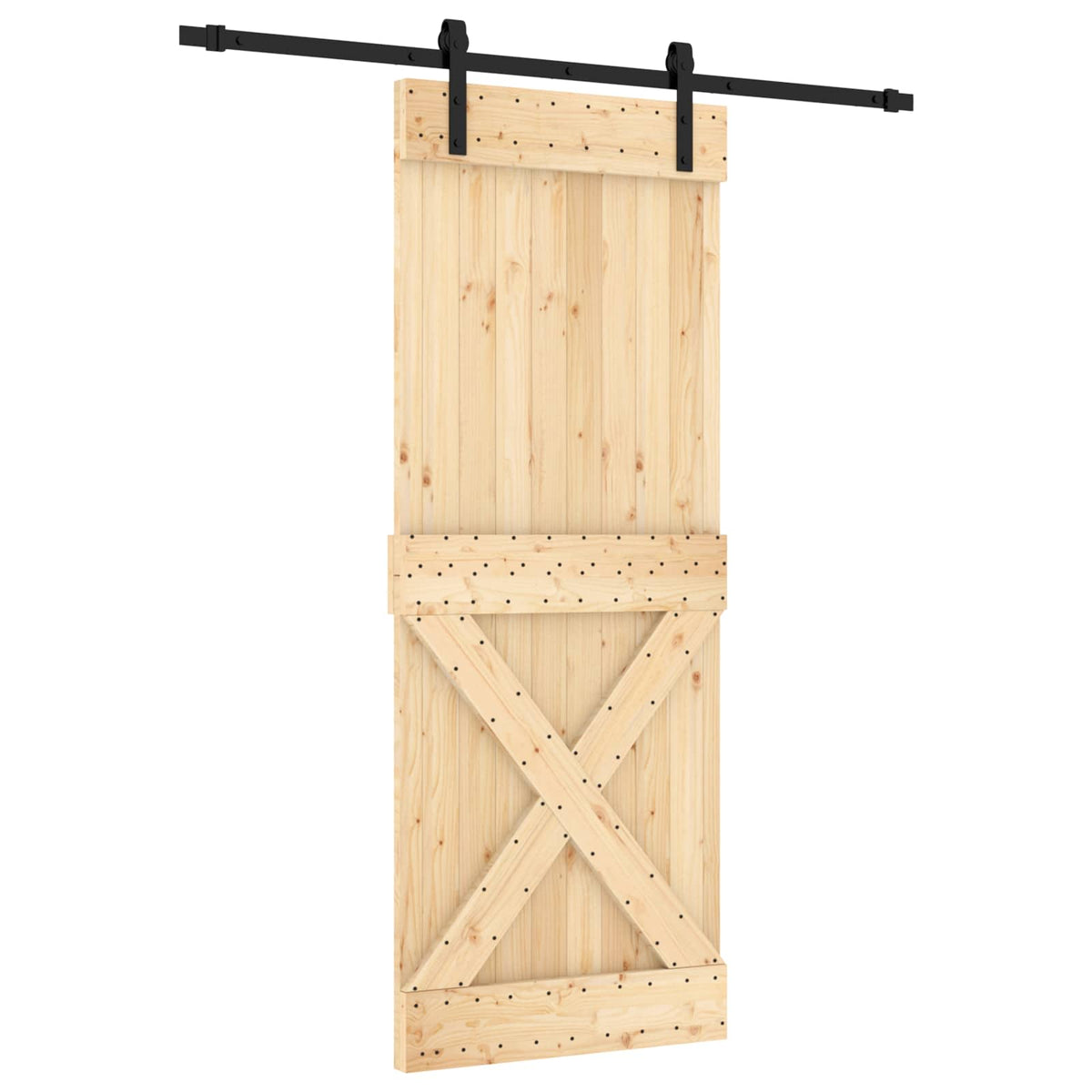 Skydedør 80 x 210 cm Massivt Fyrretræ (Ubehandlet)