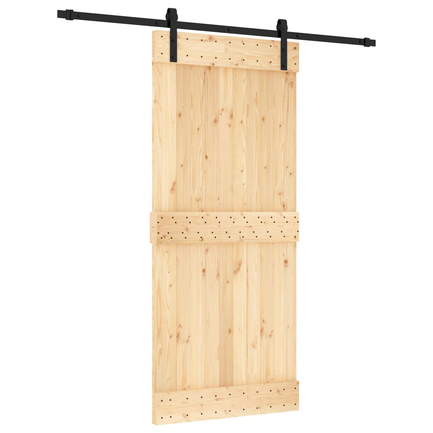 Skydedør 90 x 210 cm Massivt Fyrretræ (Ubehandlet)