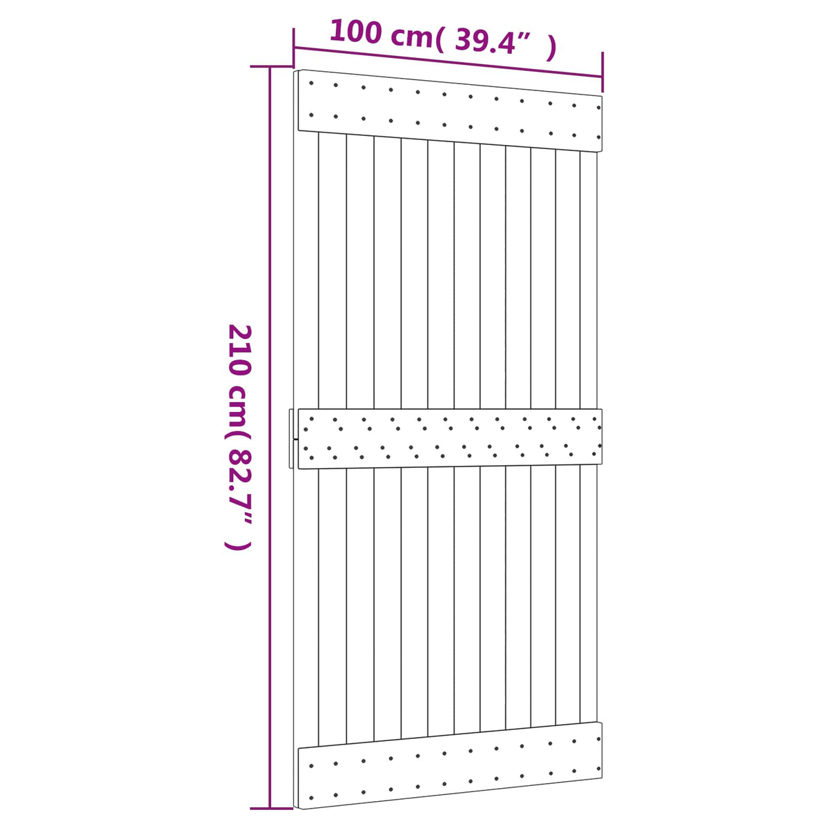 Skydedør 100 x 210 cm Massivt Fyrretræ (Ubehandlet)