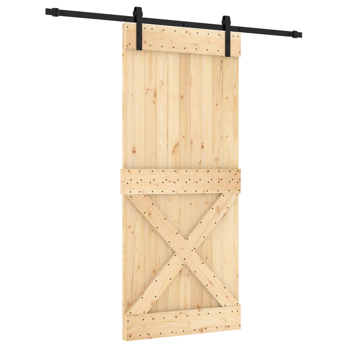 Skydedør 90 x 210 cm Massivt Fyrretræ (Ubehandlet)