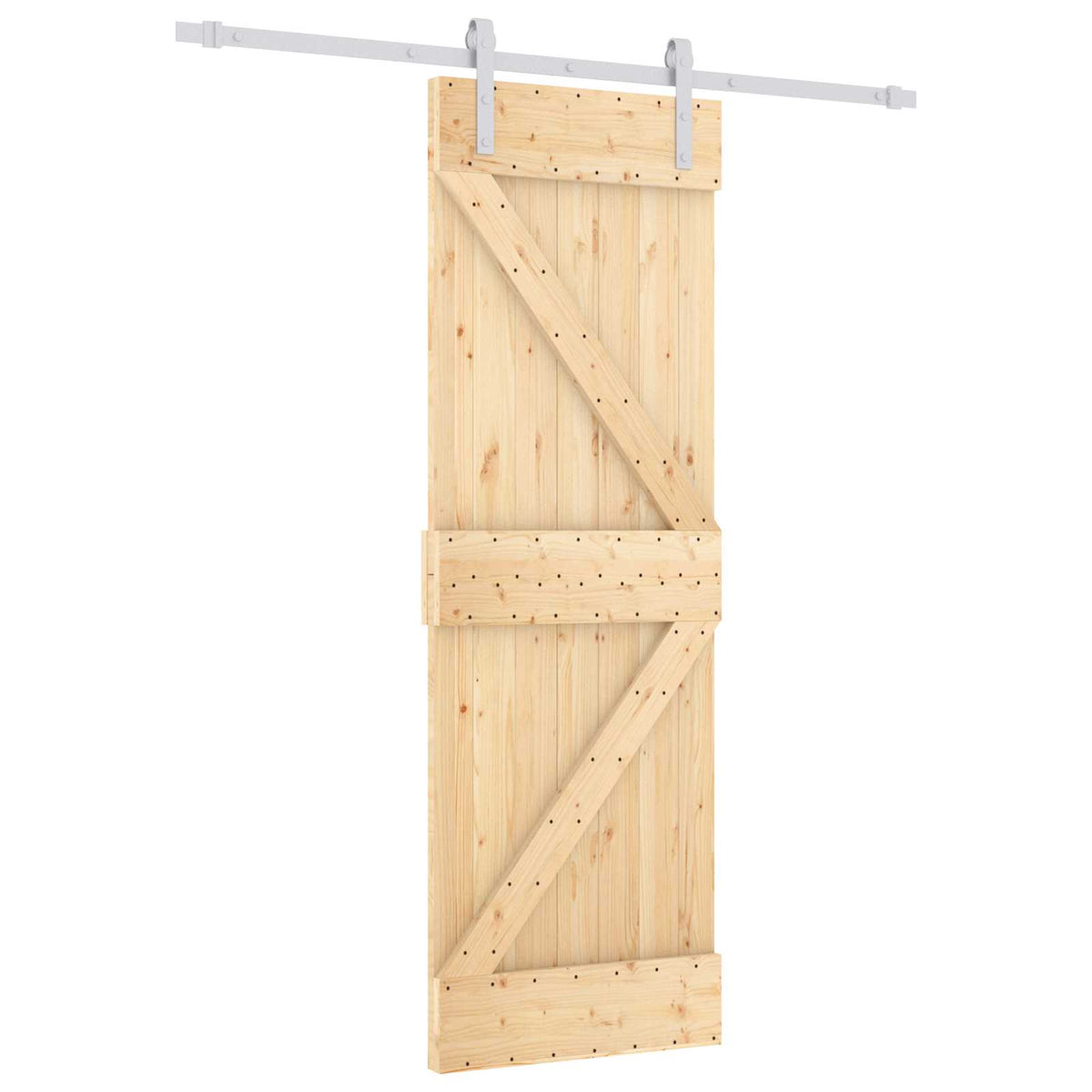 Skydedør Natur og hvid 70 x 210 cm Massivt Fyrretræ