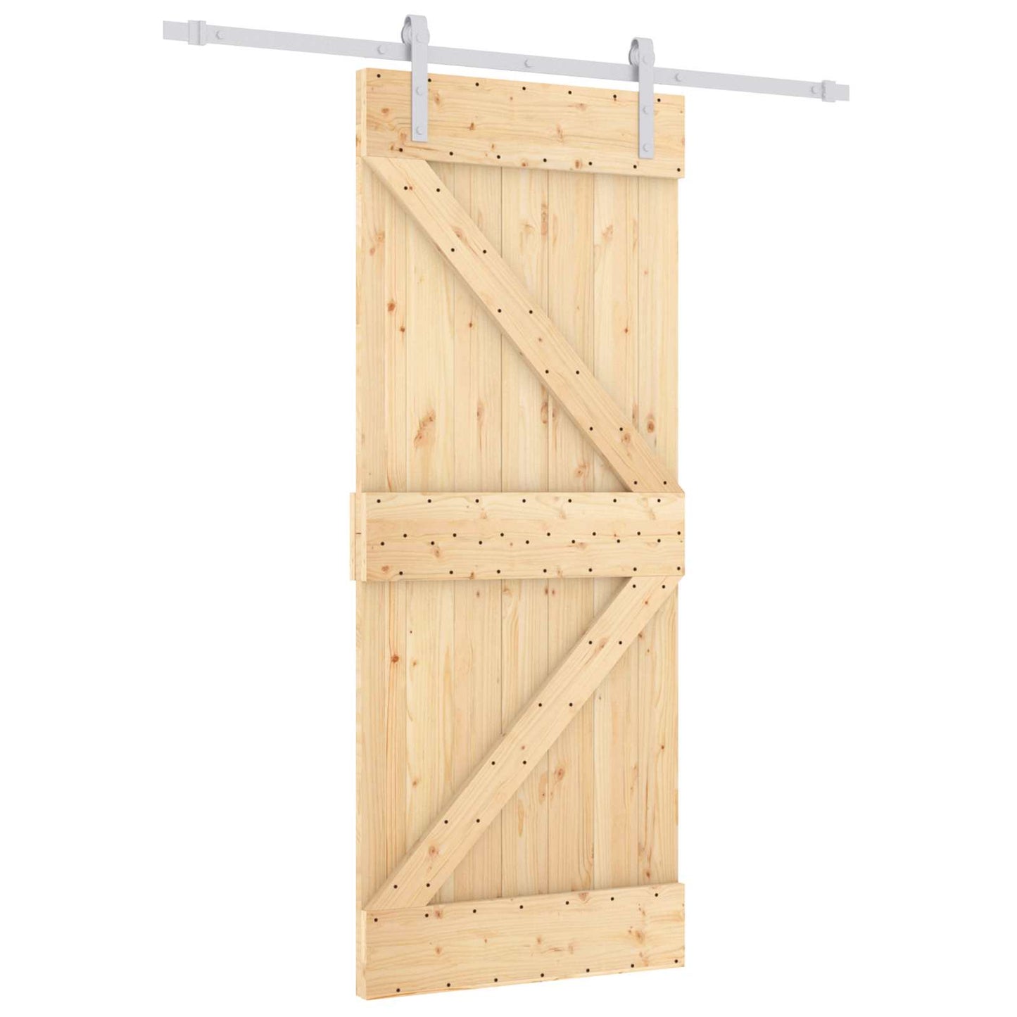 Skydedør Natur og hvid 80 x 210 cm Massivt fyrretræ