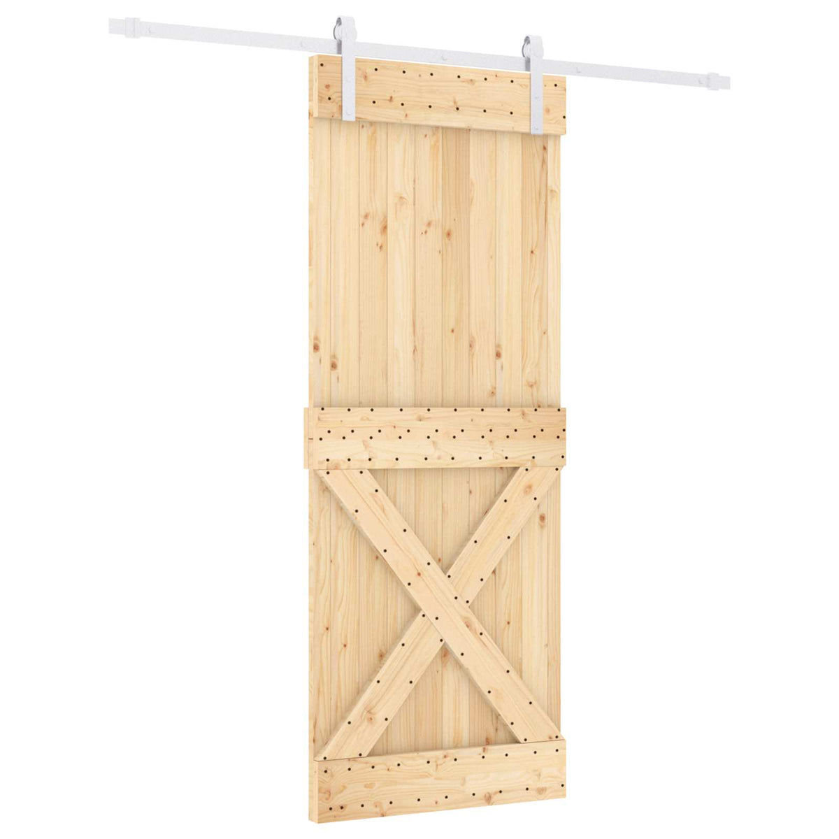 Skydedør Natur og hvid 80 x 210 cm Massivt Fyrretræ