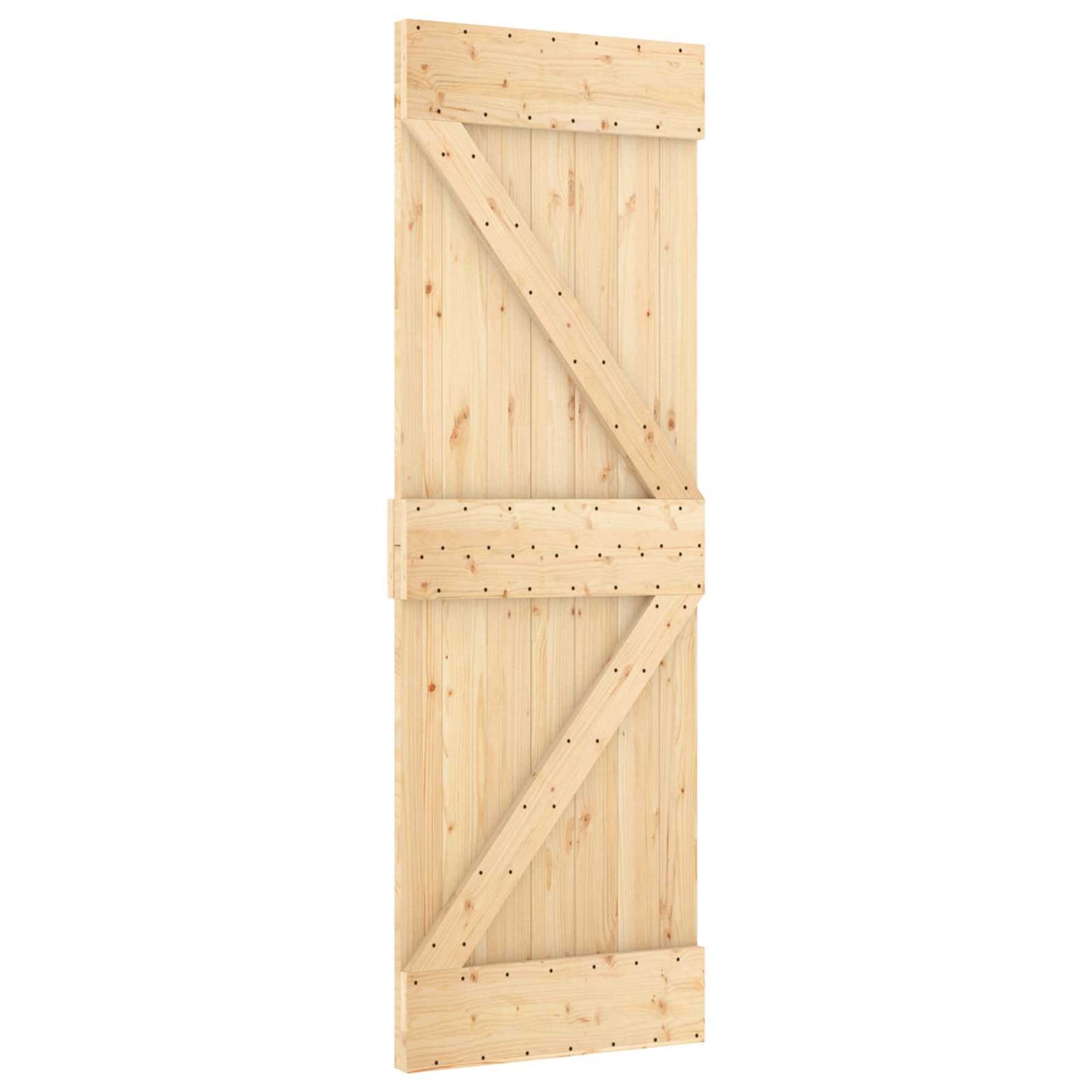 Skydedør Naturfarvet og sort 70 x 210 cm Massivt Fyrretræ