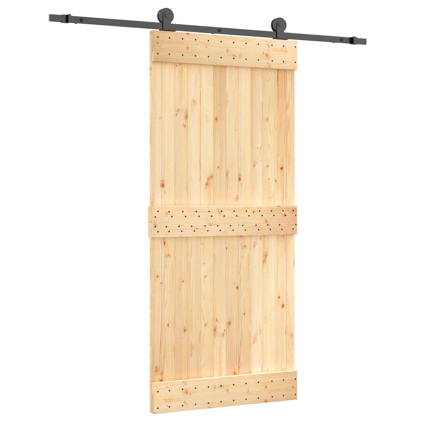 Skydedør 90 x 210 cm Massivt Fyrretræ (Ubehandlet)