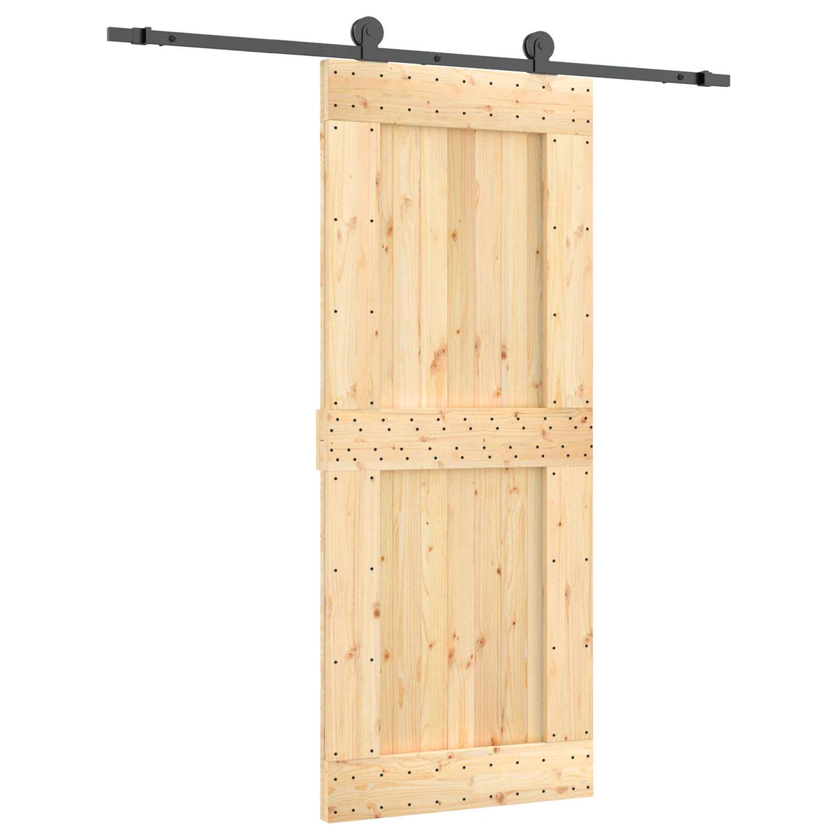 Skydedør Naturfarvet og sort 85 x 210 cm Massivt Fyrretræ