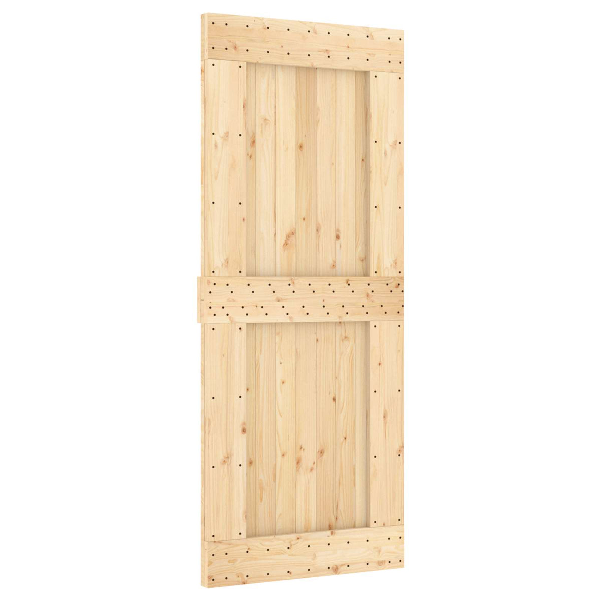 Skydedør Naturfarvet og sort 85 x 210 cm Massivt Fyrretræ