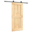 Skydedør Naturfarvet og sort 90 x 210 cm Massivt Fyrretræ